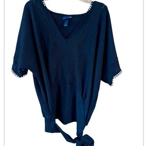 Daytrip Black Knit Top with Tie Detail